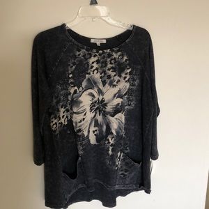 Jess & Jane dyed tunic top pockets 3/4 sleeves